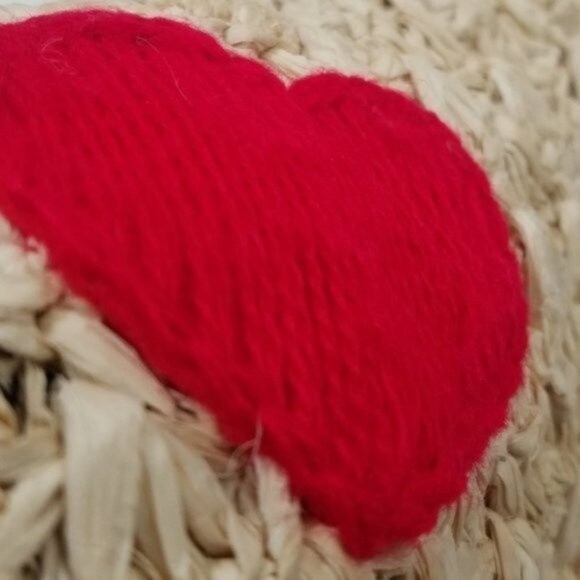 Mua Mua clutch I Love St. Tropez straw red yarn heart Bali vacation resort - Picture 3 of 7